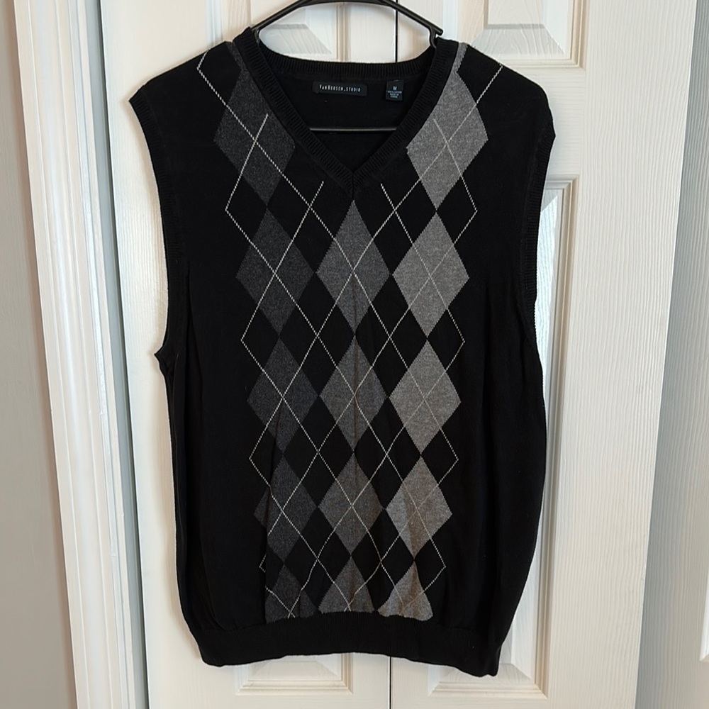 Black and Gray Argyle Sweater Vest